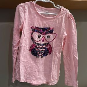 Children Place Girl “Sparkle Owl” Long Sleeve Shirt (Y 7/8) Excellent Condition